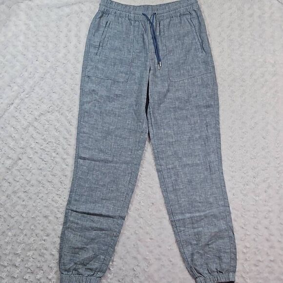 Athleta Linen Lounge Pants Womens Size 8 Tall Retreat Linen Jogger Chambray Blue - Picture 2 of 10